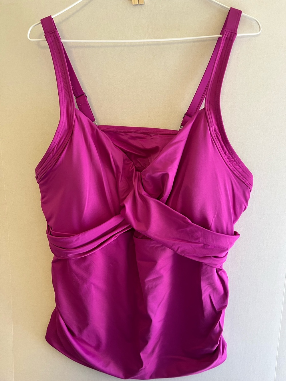 Land's End Womens 24W, Fuschia/Magenta/Hot Pink Twist-Front Tankini Top